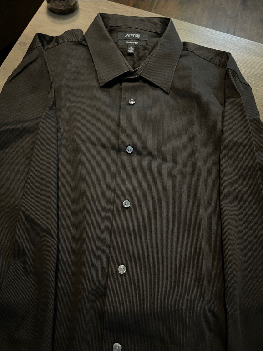 #A331 Apt. 9 Black Slim Fit Pinstripe Dress Shirt